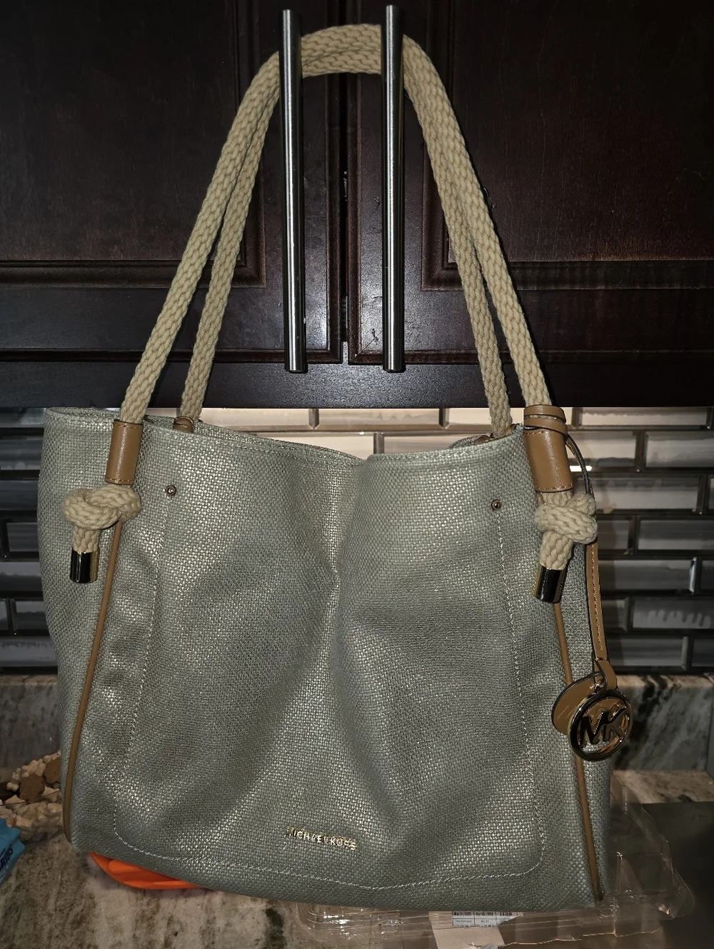 Michael Kors Isla Large Metallic Tote Bag.
